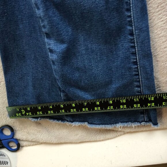 Womens Bib Overalls Large Blue Denim Flare Leg Vintage Medium Wash Casual Y2K - Picture 6 of 16